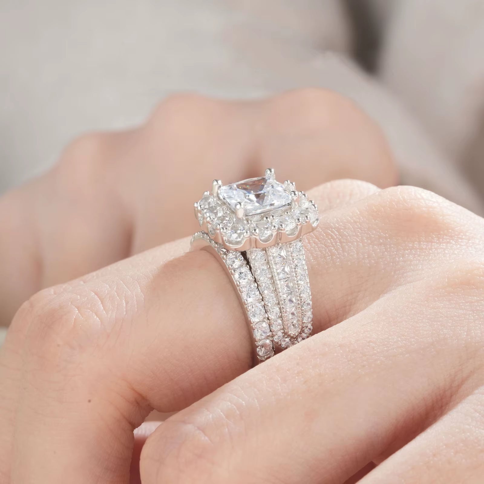 Princess cut moissanite wedding engagement rings
