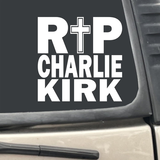 RIP Charlie Kirk sticker decal applied on car window