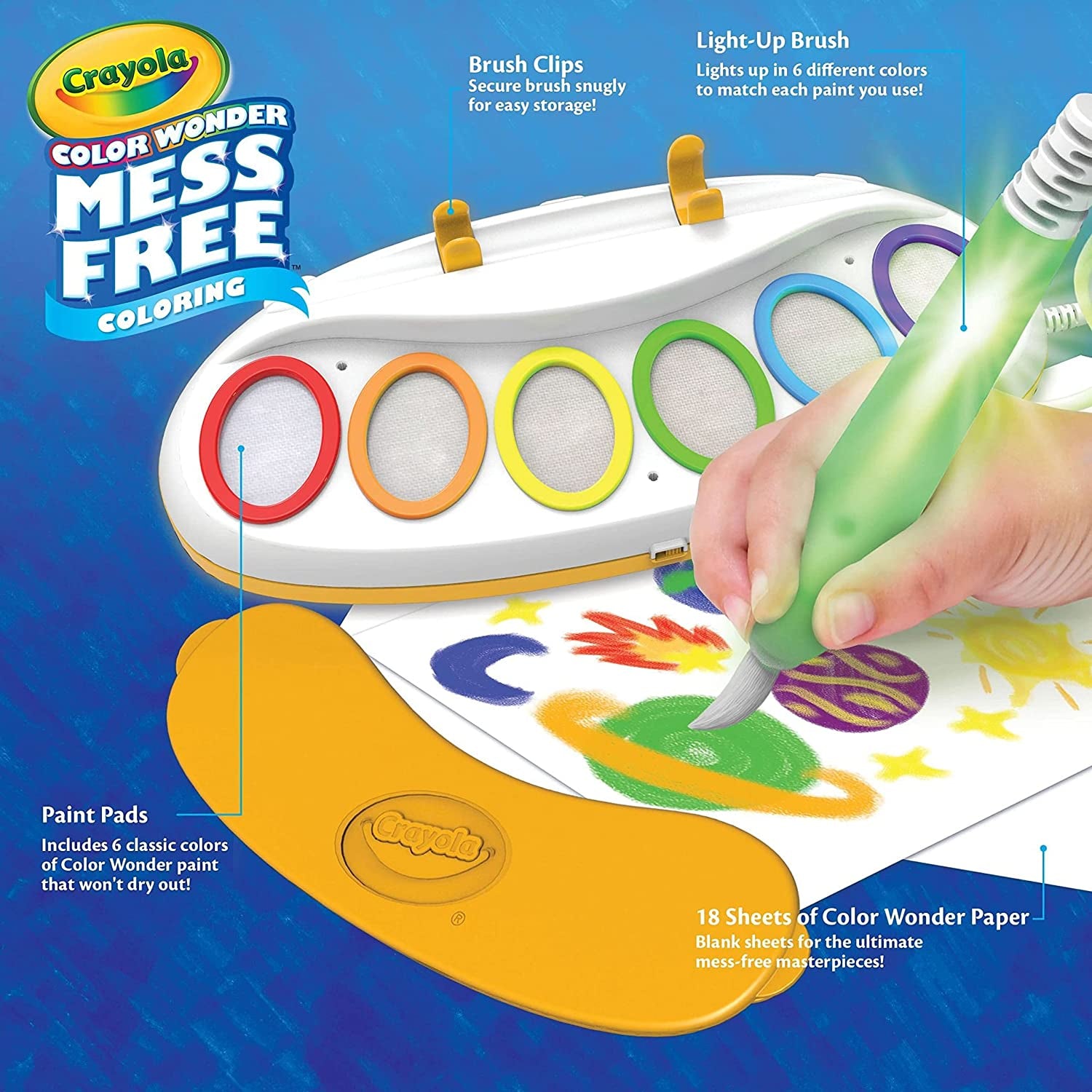 Toddler mess free paint set with light-up brush and educational benefits