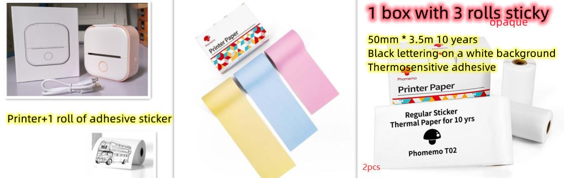 Portable Mini Thermal Label Printer Bluetooth-Compatible Inkless Photo Printer