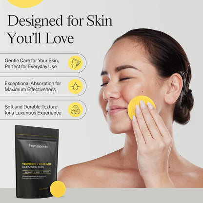 Turmeric Kojic Acid Cleansing Pads - Turmeric Face Scrub Pads with Vitamin C (30 Pads), Kojic Acid and Turmeric Cleansing Pads for Exfoliation - Made with Vitamin B5