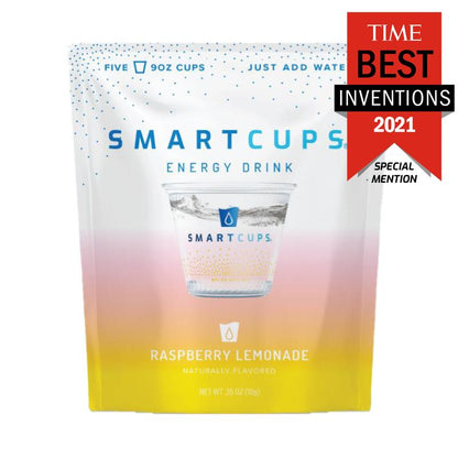 SMART CUPS Energy Drink - Raspberry Lemonade - No Sugar - Low Calorie - Eco-Friendly - No Taurine - Convenient - Healthy Beverage - Sport Drink - Time Best Inventions 2021