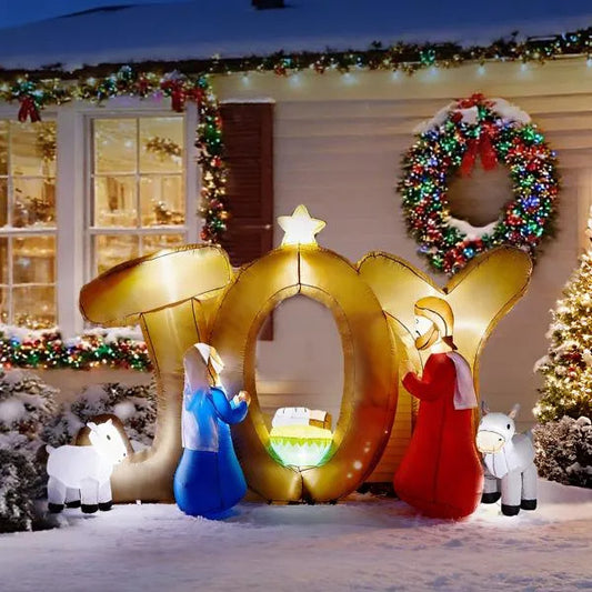 7.5FT Lighted Christmas Inflatable Nativity Scene with JOY Sign