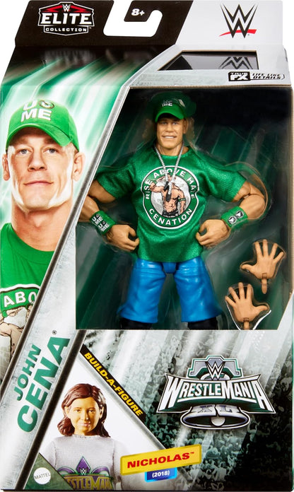 WWE Elite Collection Wrestlemania Action Figure Set, John Cena Collectible with Accessory & Nicholas Build-A-Figure Parts