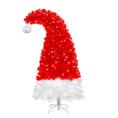 6FT Santa Hat  Christmas Tree With LED Lights | Curved Xmas Tree