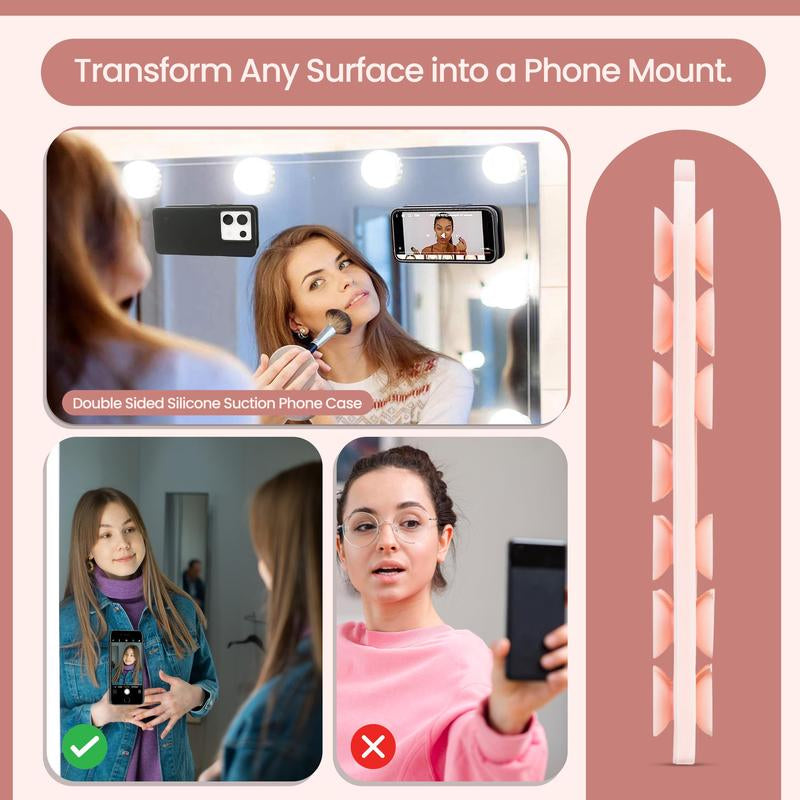 2PCS Silicone Suction Phone Case Mount,Non Slip Suction Cup Phone Mount,Hands-Free Phone Accessories Holder for Selfies and Videos