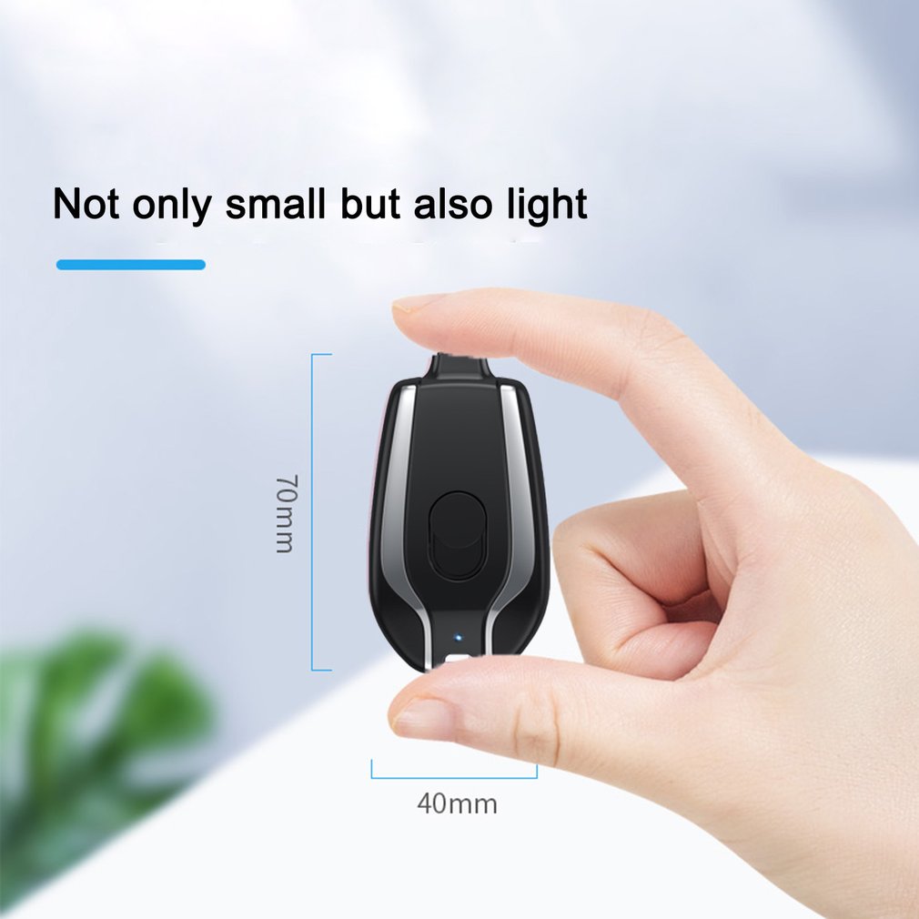 1500mAh Mini Keychain Power Bank Type-C Emergency Charger