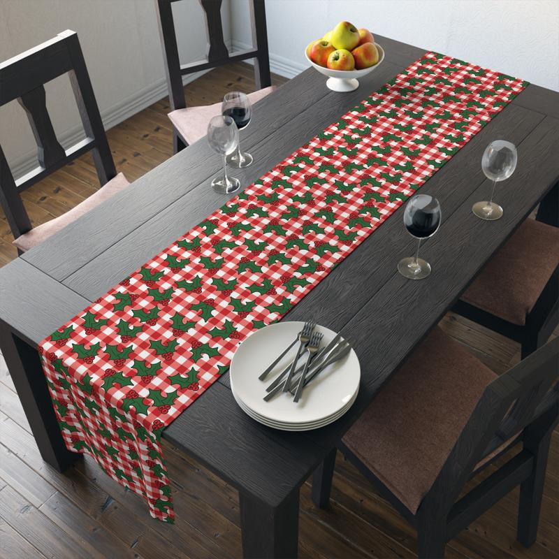Subtle FDT Christmas Holly Table Runner, Festive Christmas Decor, Winter Kitchen Decoration, Seasonal Celebration, FDT Hidden Message