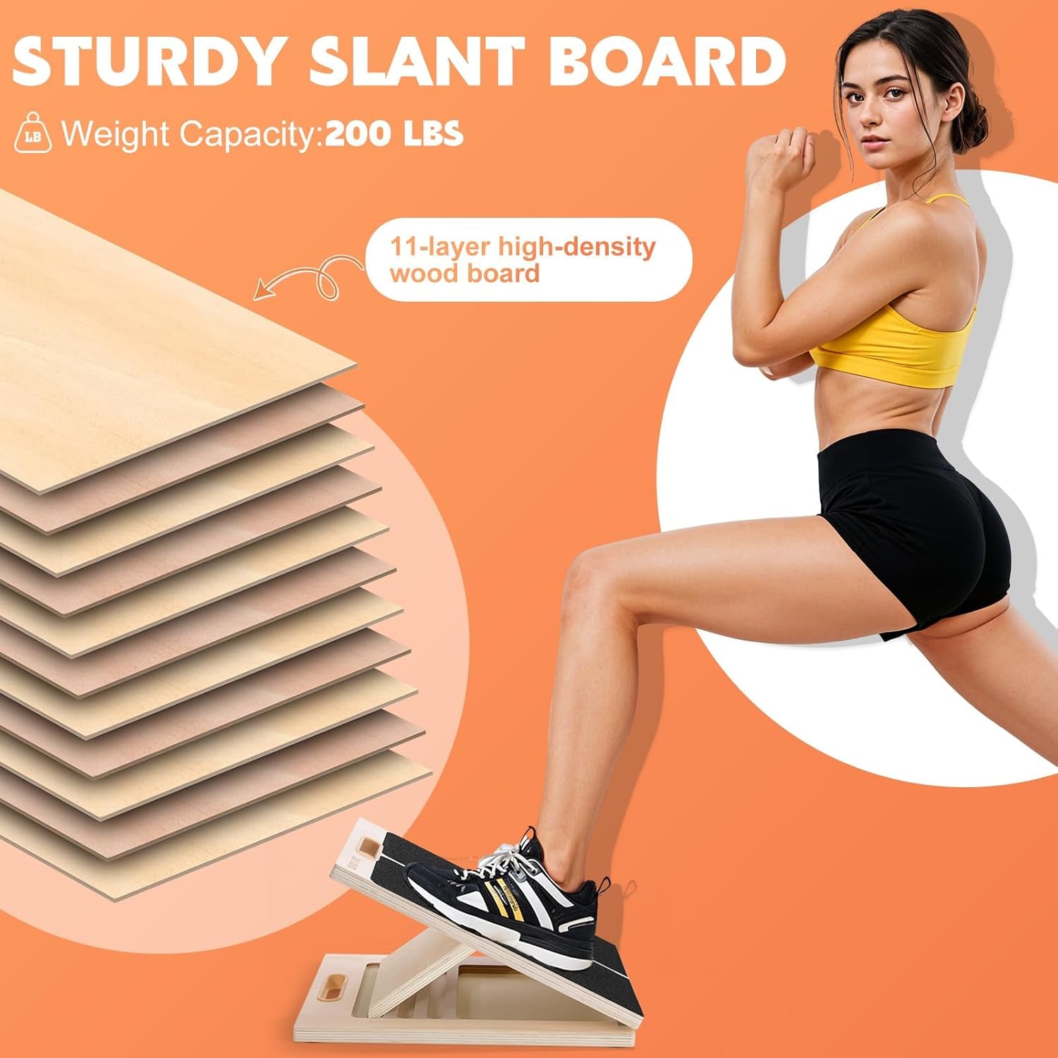 Slant Board for Calf Stretching, Adjustable Wooden Calf Stretcher Incline Board, Calf Stretch Board for Squats Leg Knees Heel Ankle Stretching