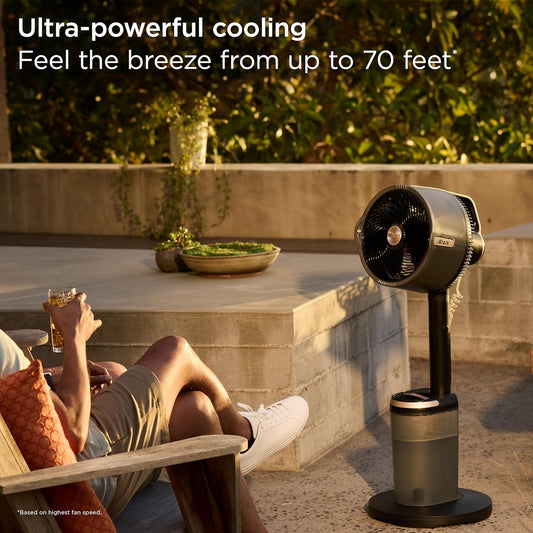 Flexbreeze Pro Mist Fan — Indoor & Outdoor, Integrated Misting, Pedestal to Tabletop, Corded or Cordless, up to 24-Hr Battery, Oscillating, Charcoal Grey, FA302 (2025 Release)