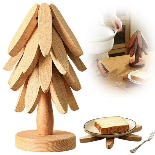 Tree Design Wooden Trivet Heat-Resistant Table Mat & Coaster