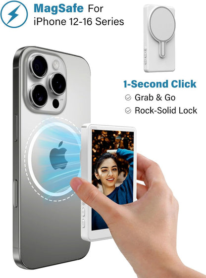 Selfie Monitor Screen for Iphone 12-16 | Magnetic Back Camera Vlog Monitor with 4K/60Fps | Wireless Zero-Delay & 33Ft Remote | 6H Battery USB-C Fast Charge | HD Display for Tiktok/Youtube