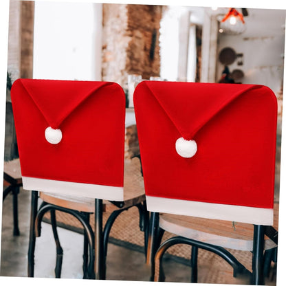 Santa Hat Christmas Chair Covers | Festive Dining Room Holiday Decor