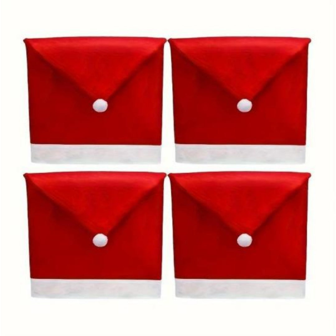 Santa Hat Christmas Chair Covers | Festive Dining Room Holiday Decor
