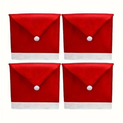 Santa Hat Christmas Chair Covers | Festive Dining Room Holiday Decor