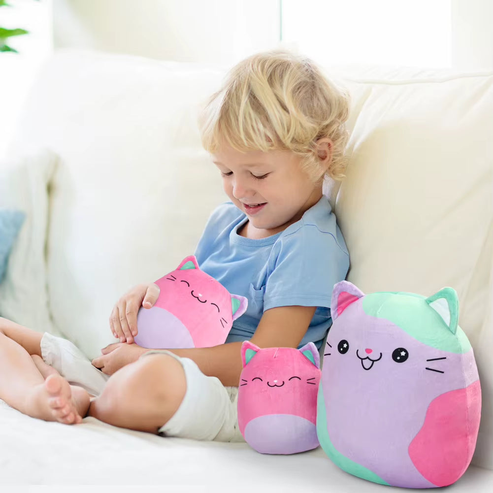 3PCS New Cat Pillow Cartoon Cute Plush Doll Stuffed Animal Children'S Christmas Birthday Gift Home Stuffed Animal Plushies Toy