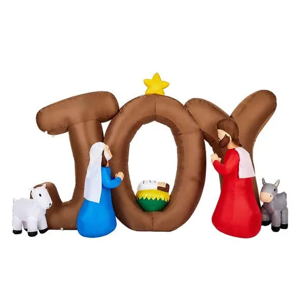 7.5FT Lighted Christmas Inflatable Nativity Scene with JOY Sign