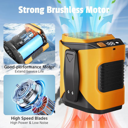Upgrade Personal Portable Waist Clip Fan,Rechargeable 5000Mah Battery Power Bank,10 Speeds 5300RPM Strong Airflow, LED Light, up to 8H of Working Time, Hands-Free Hanging Neck Fan, Wearable Belt Fan for Camping, Outdoor, Jobsite,Farms,Traveling,Fishing