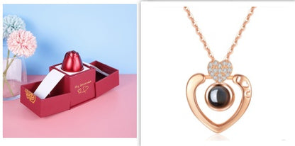 Valentine’s Day Metal Rose Gift Box Necklace for Girlfriend
