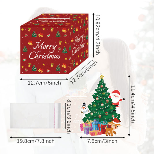 Christmas Money Pull Box | Cash Gift Surprise Box with Tree Card