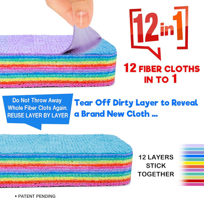 Microfiber Super Fiber Rag, 12 Fiber Layer on 1 Rag, Perfect Cleaning Cloths, Extraordinary Liquid Absorption Ability, Stain Remover, Home Daily Use Sponge, Kitchen, Bathroom, Living Room- (2 Pack)