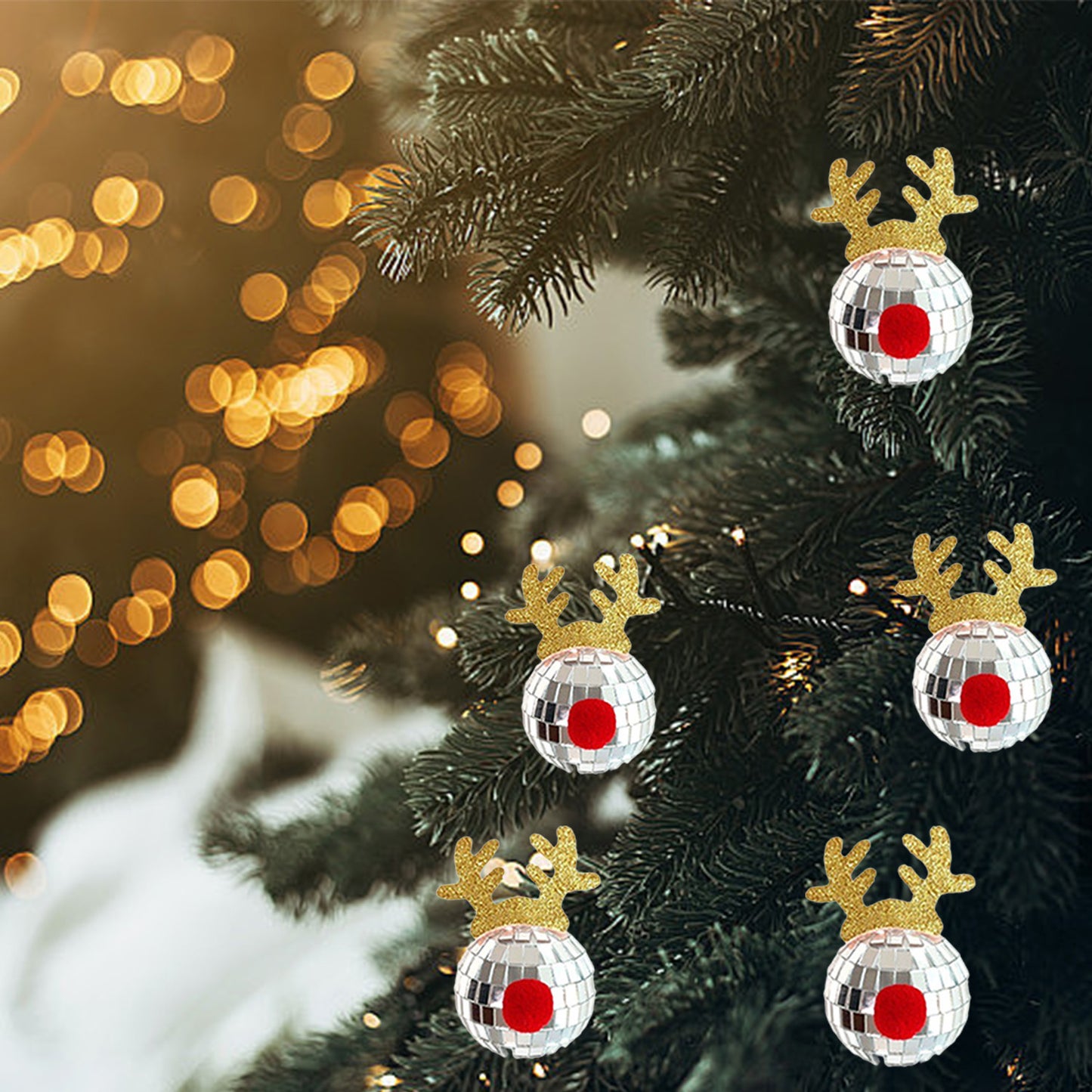 Christmas Silver Disco Mirror Balls | 5 Pcs Reflective Hanging Ornaments