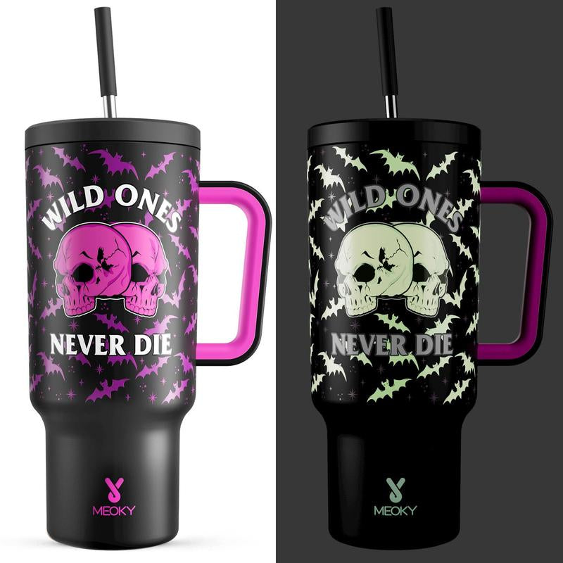 【Halloween Carnival】Meoky 40Oz Reusable Stainless Steel Car Cup,Portable Leak-Proof Water Cup, Keeps Cold for 24 Hours,Suitable for Outdoor Travel,Holiday Gift