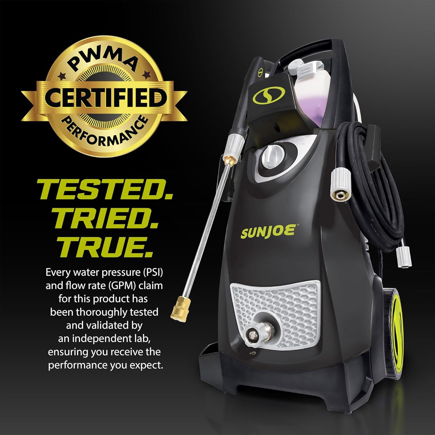 Electric Pressure Power Washer, 2030 PSI (PWMA Certified), 1.2 GPM, Dual Soap Tanks, (35-FT GFCI Water-Safe, Power Cord), SPX3000