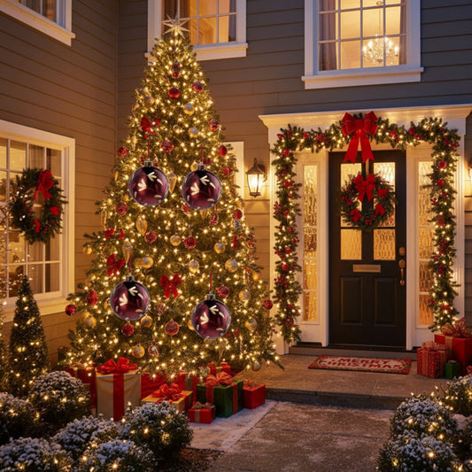 4PCS Glass Christmas Ball Ornaments – Shiny Hanging Decorations for Xmas Tree & Holiday Parties