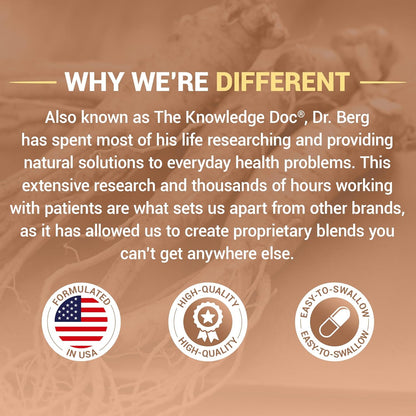 Dr. Berg All-In-One Vitamins for Hair, Skin, & Nails - Advanced Formula with Biotin, Saw Palmetto, DHT Blocker, & Trace Minerals - 90 Veg Capsules