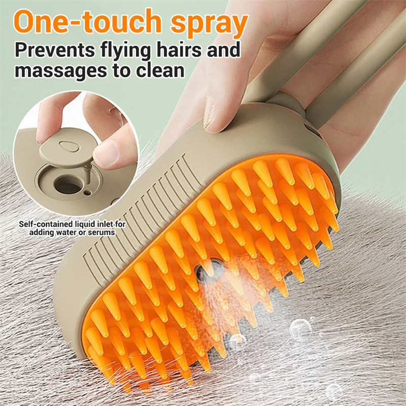 3-in-1 Electric Steam Pet Brush for Cats & Dogs Grooming Comb