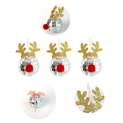 Christmas Silver Disco Mirror Balls | 5 Pcs Reflective Hanging Ornaments