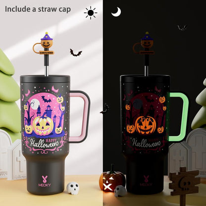 【Halloween Carnival】Meoky 40Oz Reusable Stainless Steel Car Cup,Portable Leak-Proof Water Cup, Keeps Cold for 24 Hours,Suitable for Outdoor Travel,Holiday Gift