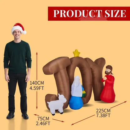 7.5FT Lighted Christmas Inflatable Nativity Scene with JOY Sign