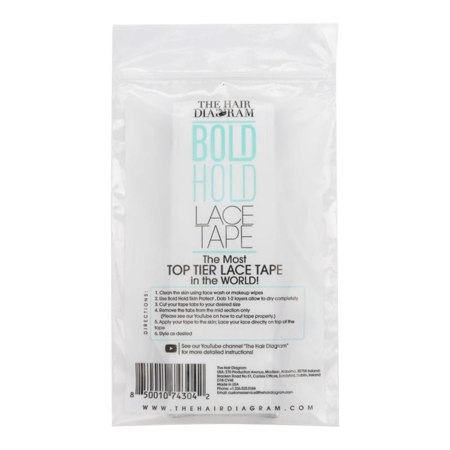 Bold Hold Lace Wig Tape for Wigs by the Hair Diagram