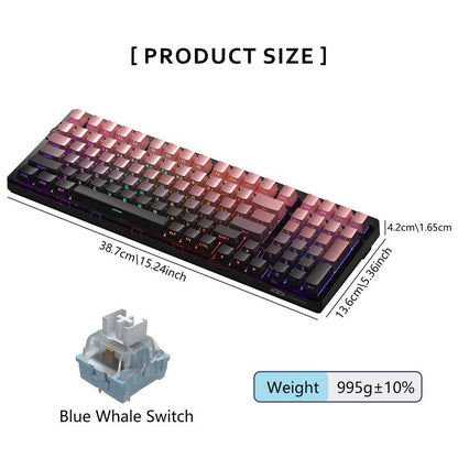 Magegee Light100 Wireless Creamy Keyboard, 96% Gasket, Hot Swappable, 3 Connection Methods, RGB Backlit, 8000Mah Battery, PBT Keycaps Gaming Room Supplies