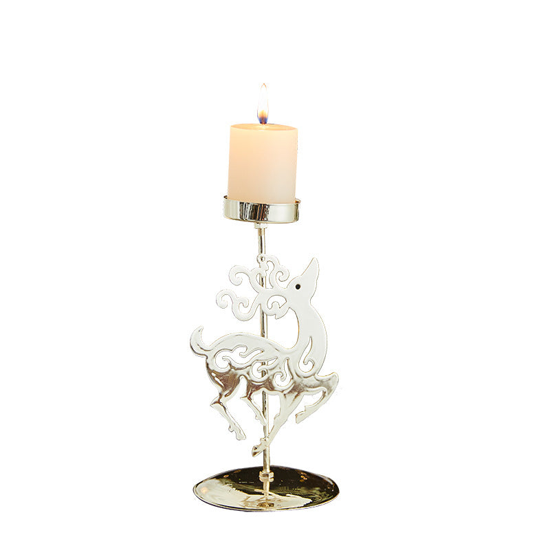 Romantic Christmas Wrought Iron Candle Holder Tray | Holiday Décor