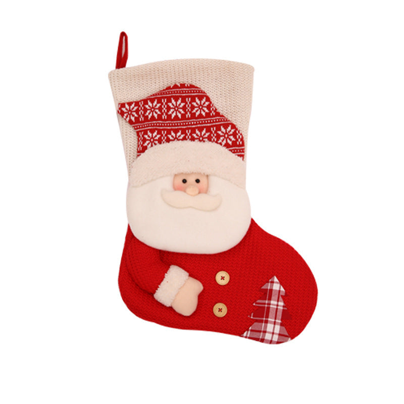 Large Red & White Knitted Christmas Stocking — Santa Claus Fireplace Décor