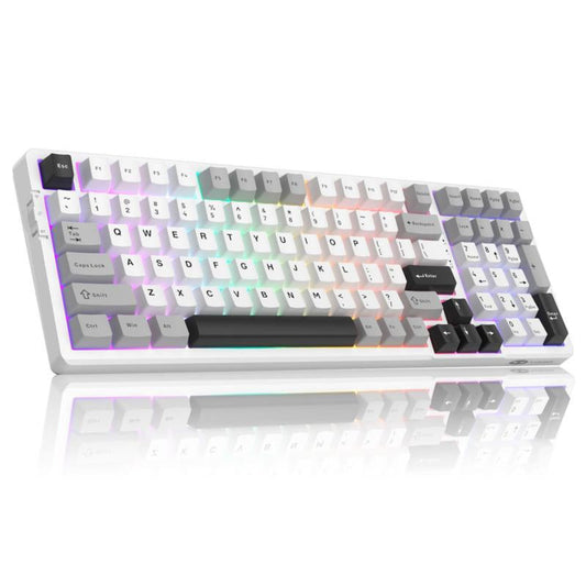 Magegee Light100 Wireless Creamy Keyboard, 96% Gasket, Hot Swappable, 3 Connection Methods, RGB Backlit, 8000Mah Battery, PBT Keycaps Gaming Room Supplies