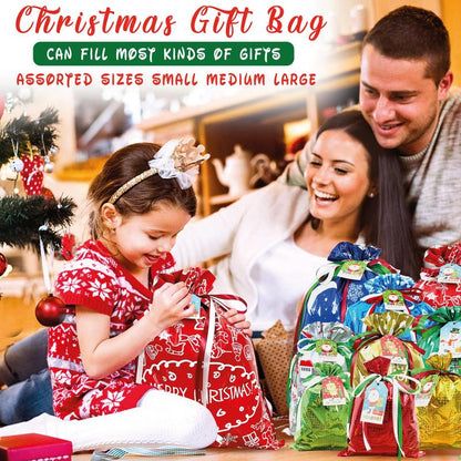 38PC Christmas Gift Bags with Tags & Ribbon Ties, Assorted Sizes for Xmas Holiday Present Wrapping & Festival Party Supplies-Small/Medium/Large