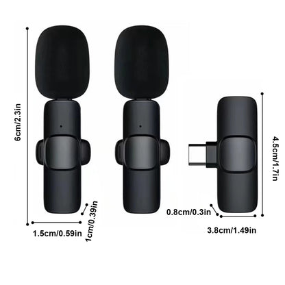 Lavalier Microphone Wireless Audio Recording Mic Type-C Charging Portable Noise Canceling Microphone for Iphone PC Tablet Camera