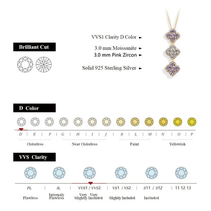 2025 Necklaces for Women Full D Color Moissanite 925 Sterling Silver Pendant Classic Engagement Wedding Fine Jewelry