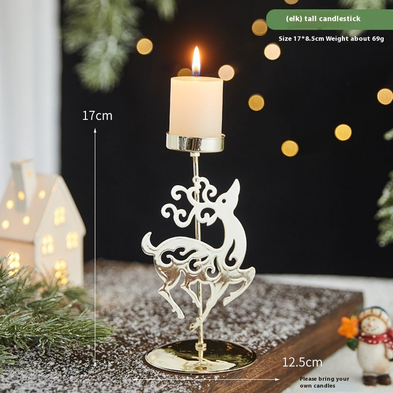 Romantic Christmas Wrought Iron Candle Holder Tray | Holiday Décor