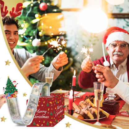 Christmas Money Pull Box | Cash Gift Surprise Box with Tree Card