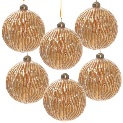 6PCS Glass Christmas Ball Ornaments – Shimmering Festive Hanging Decorations for Xmas Tree & Holiday Parties