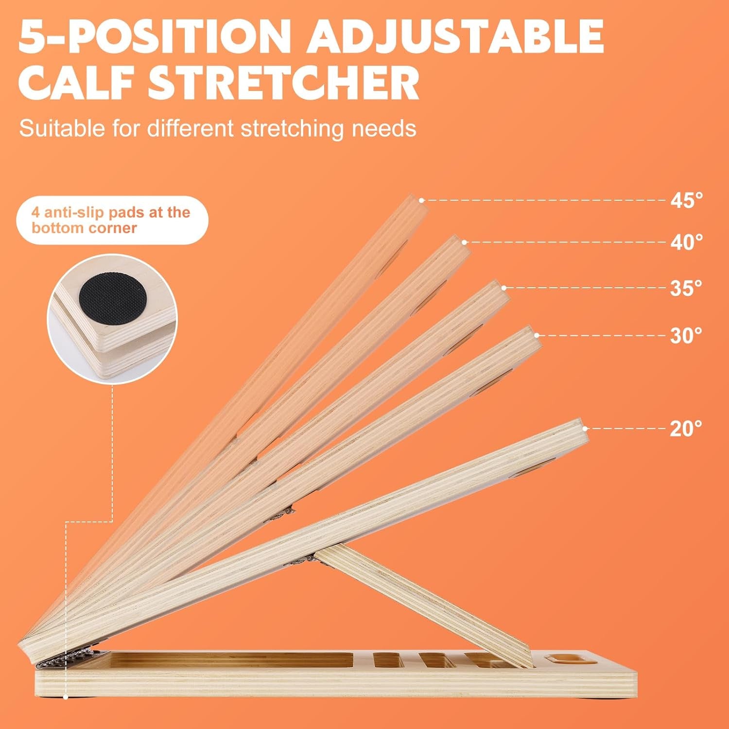 Slant Board for Calf Stretching, Adjustable Wooden Calf Stretcher Incline Board, Calf Stretch Board for Squats Leg Knees Heel Ankle Stretching