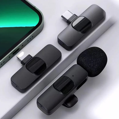 Lavalier Microphone Wireless Audio Recording Mic Type-C Charging Portable Noise Canceling Microphone for Iphone PC Tablet Camera