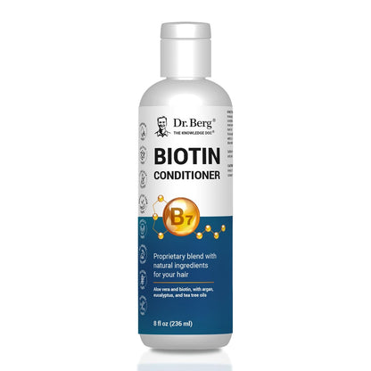 Dr. Berg Biotin Conditioner for Men & Women (Improved High-Performance Formula) - Independently Tested & Certified Paraben- Sulfate- & Silicone-Free - Infused W/Biotin, Argan & Botanicals - 8 Fl Oz