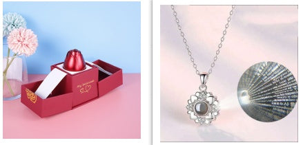 Valentine’s Day Metal Rose Gift Box Necklace for Girlfriend