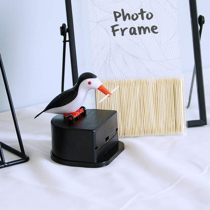 Little Bird Toothpick Dispenser, Creative Push-Type Toothpick Bird Dispenser, Toothpick Holder. (Black)